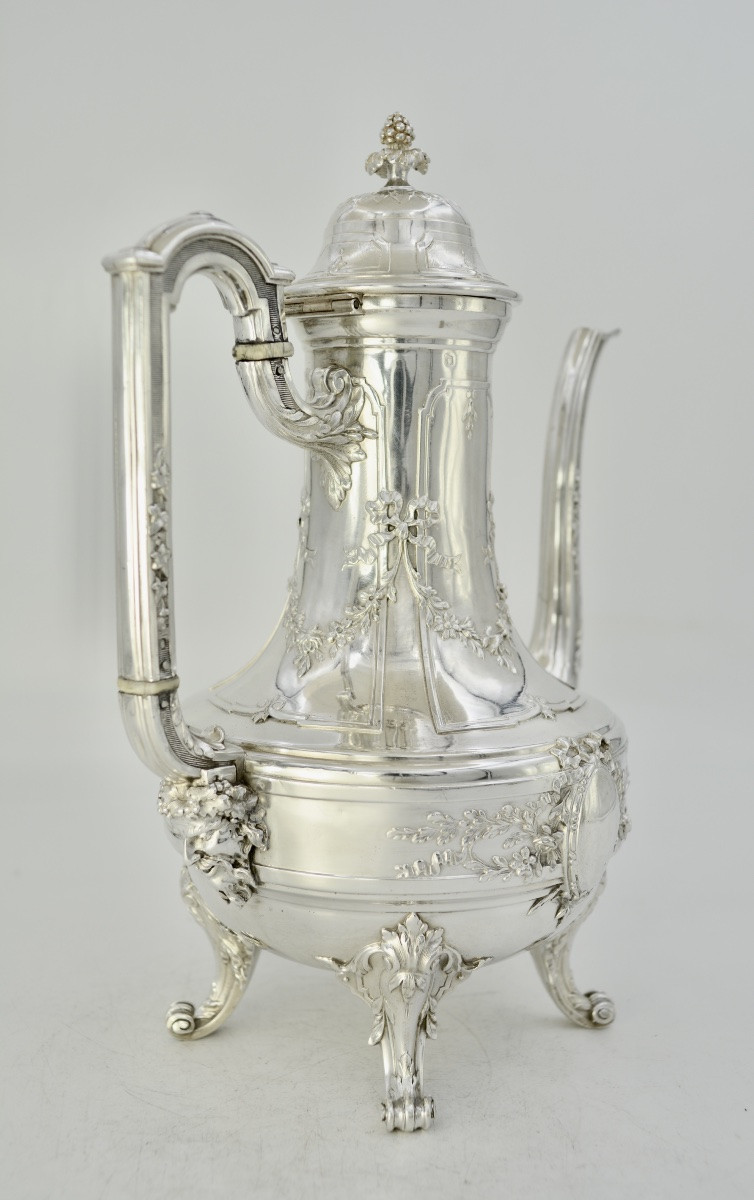 Silver Teapot / Pot, France XIX Eme Siecle , By Têtard Frères-photo-4