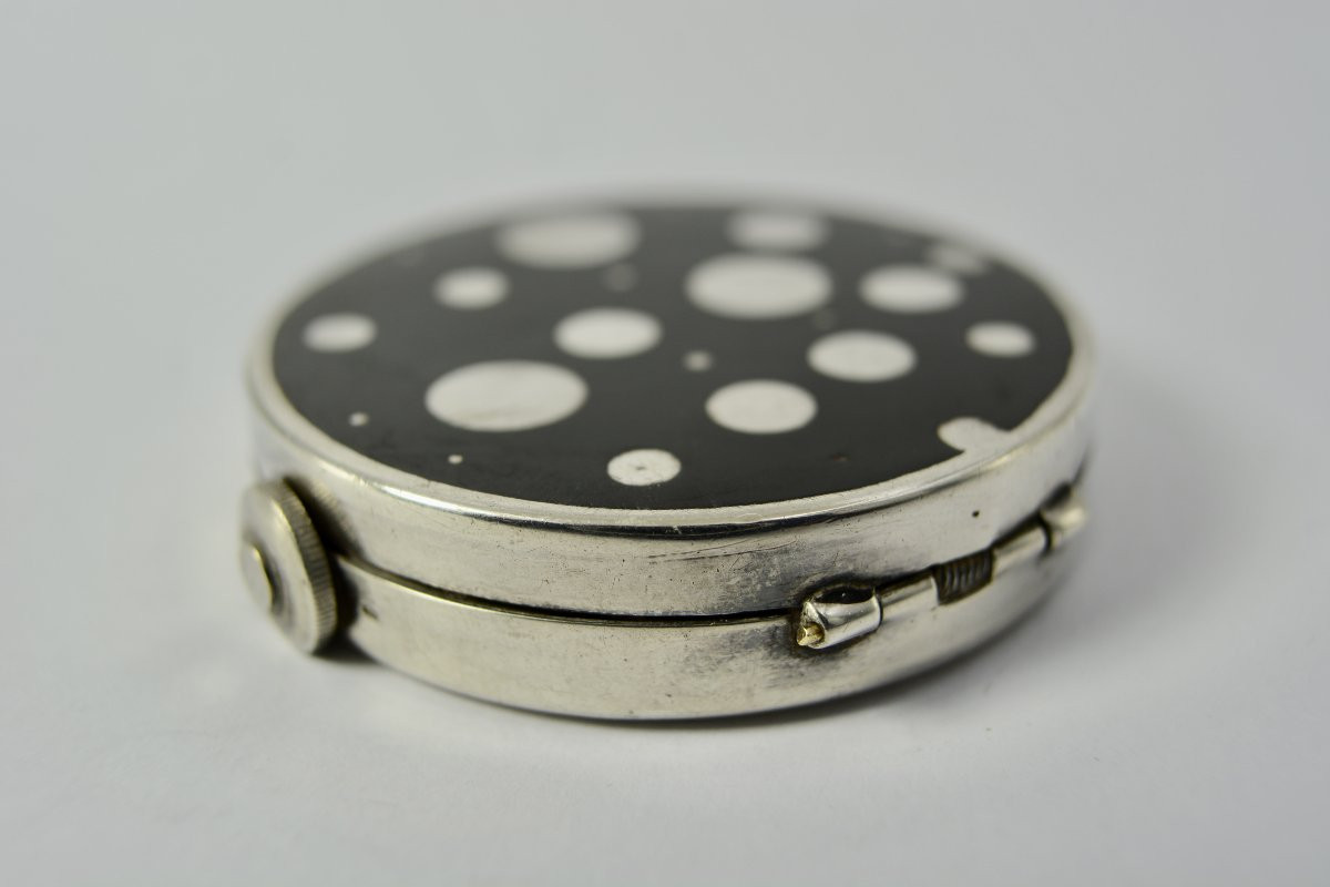 Silver Powder Compact/watch, France, Early 20th Century-photo-1