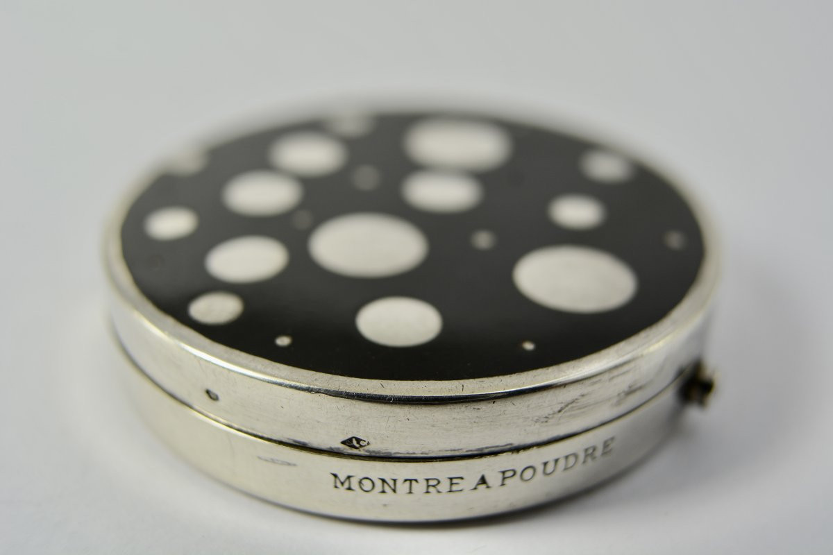 Silver Powder Compact/watch, France, Early 20th Century-photo-2