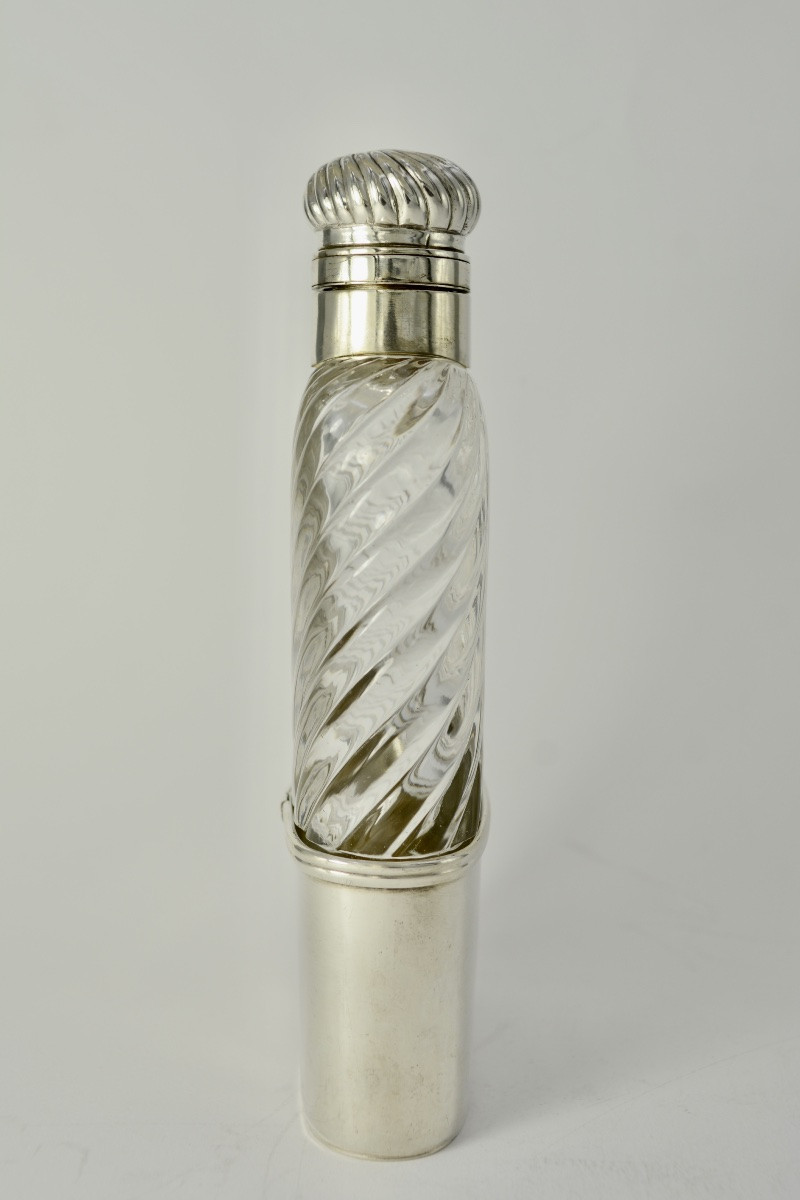 Glass And Silver Flask, Belgium Circa 1900-photo-2