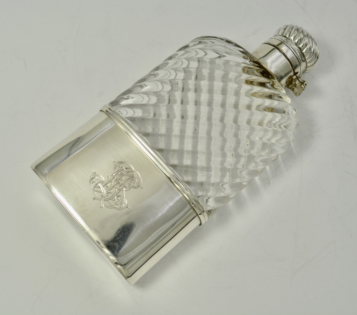Glass And Silver Flask, Belgium Circa 1900-photo-4