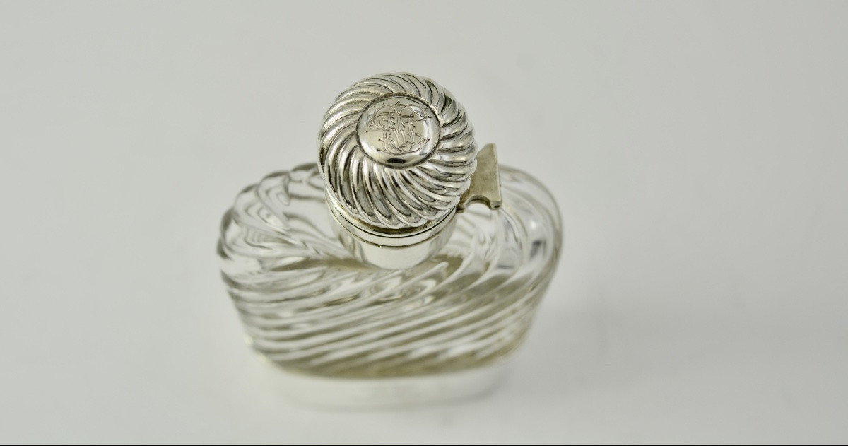 Glass And Silver Flask, Belgium Circa 1900-photo-2