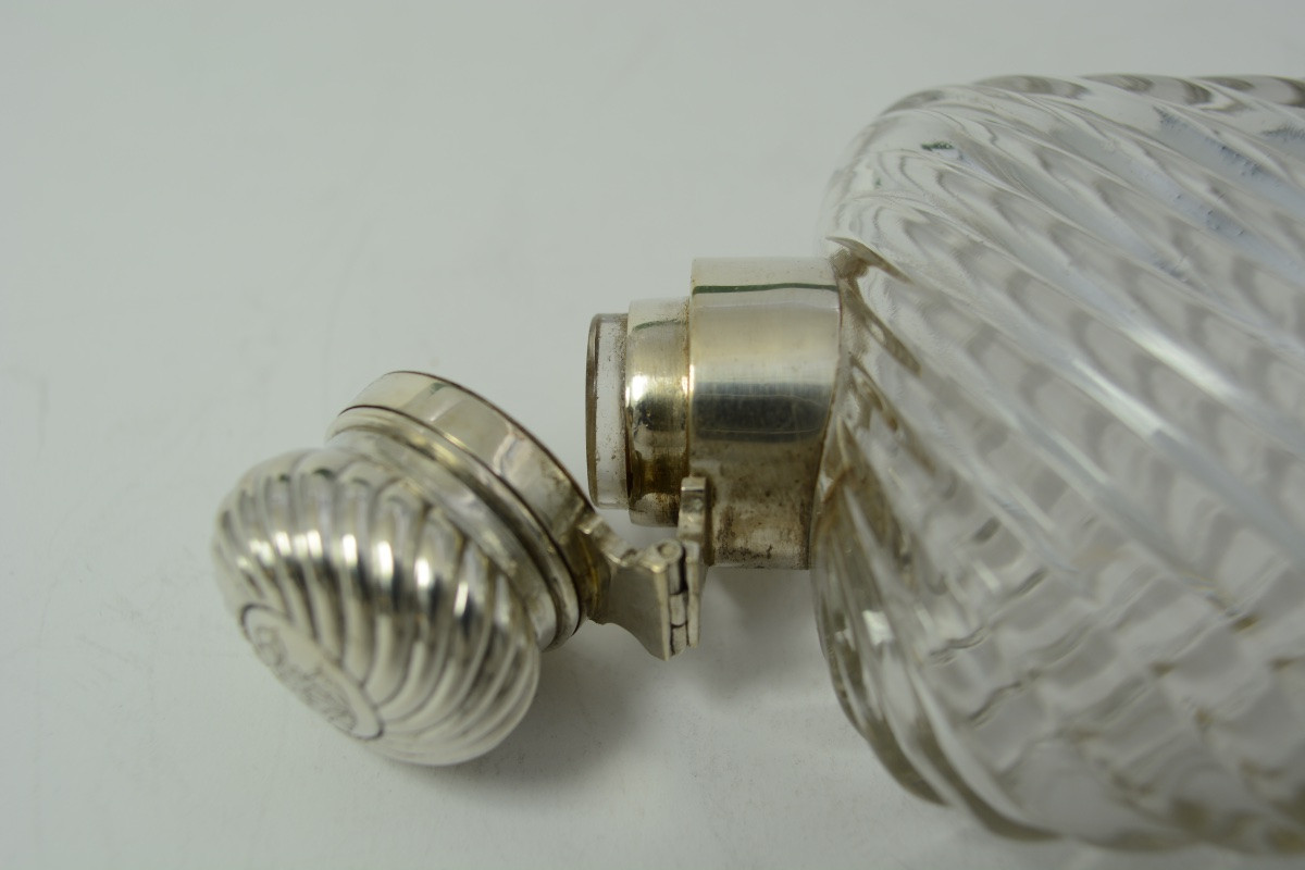 Glass And Silver Flask, Belgium Circa 1900-photo-5