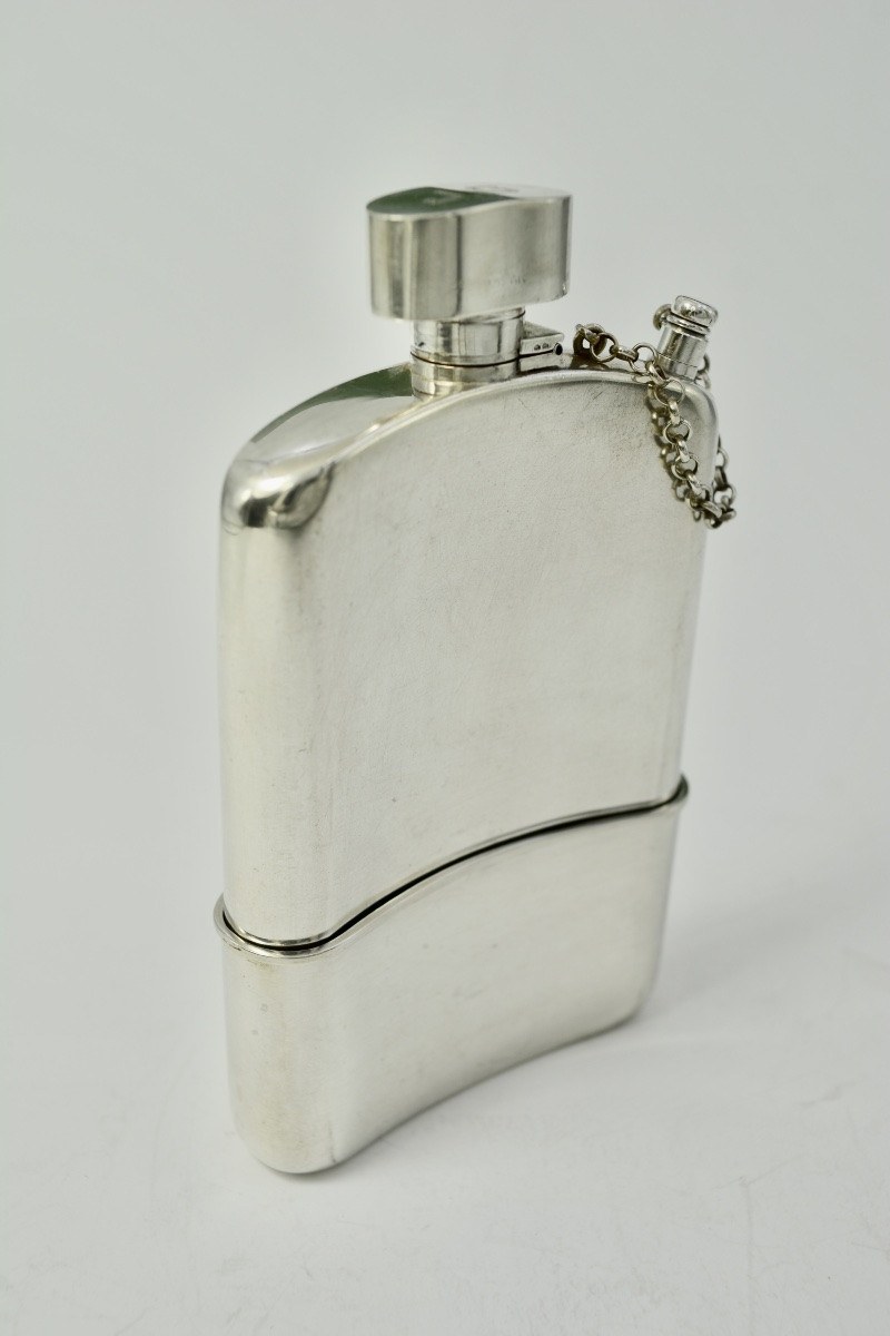 Silver Alcohol Flask, France Circa 1900-photo-2