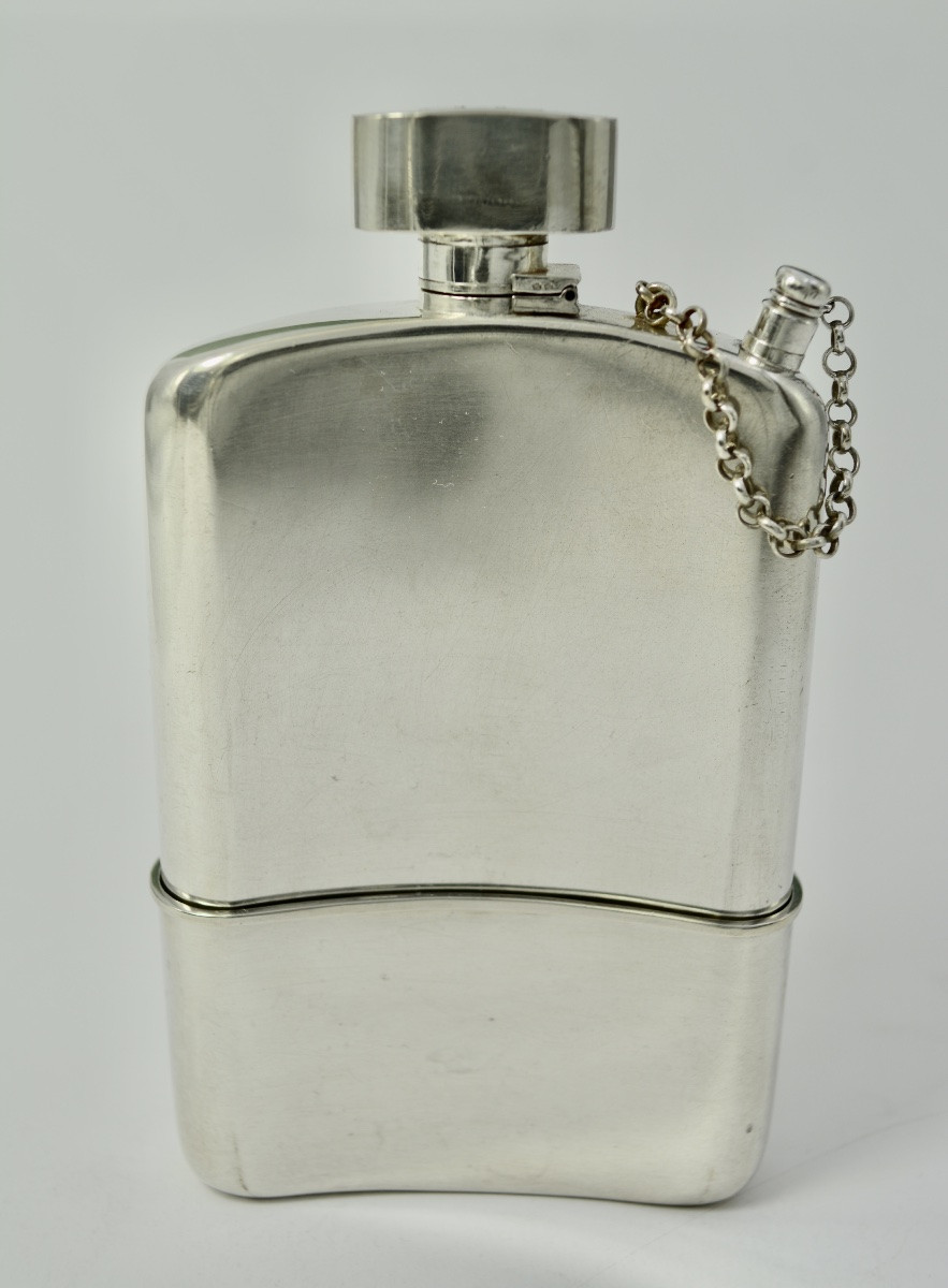 Silver Alcohol Flask, France Circa 1900-photo-3