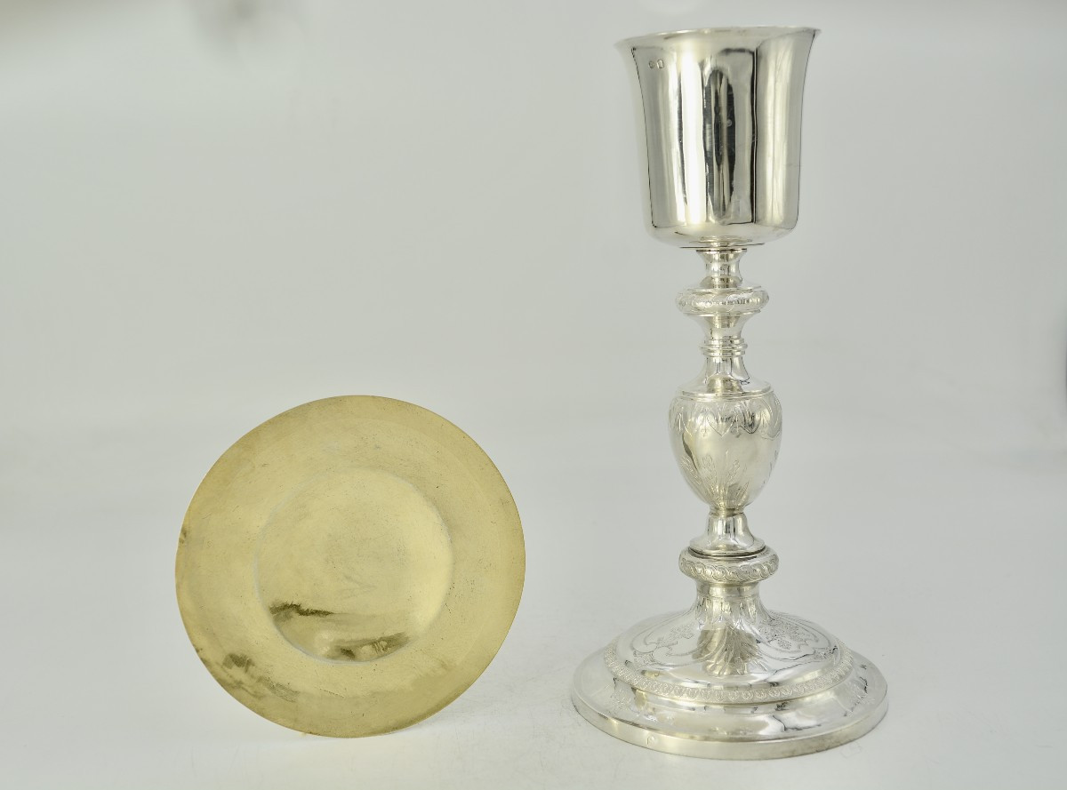 Silver Chalice And Paten, France, Early 19th Century-photo-2
