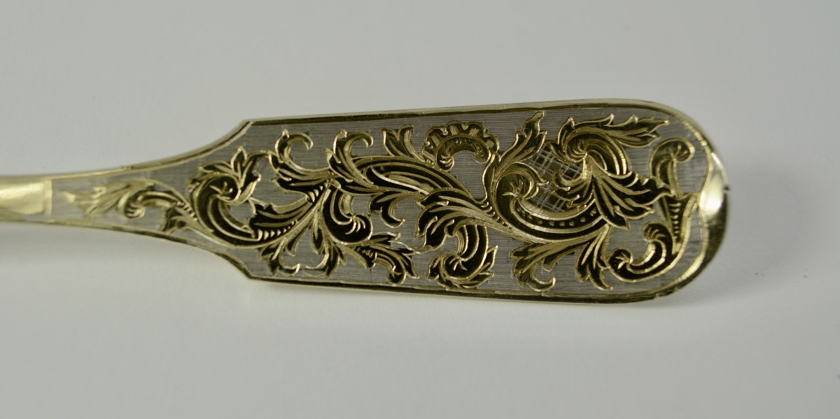 Russie vers 1849. Paire  de cuillères en argent doré. -photo-2