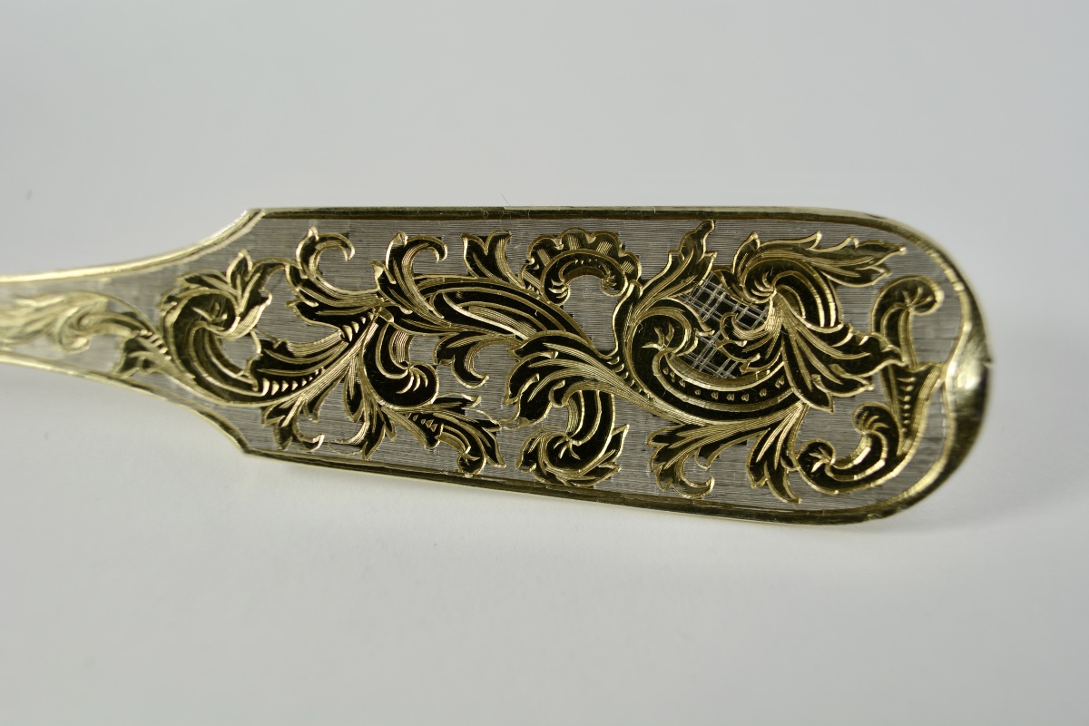 Russie vers 1849. Paire  de cuillères en argent doré. -photo-4
