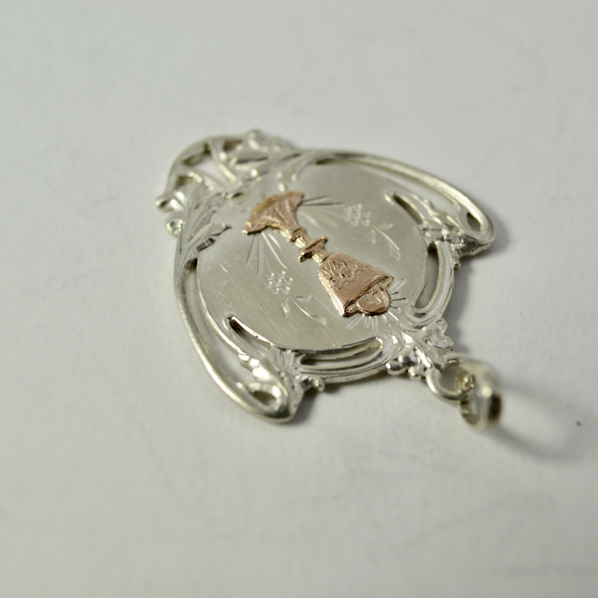 Pendentif catholique en argent , France vers 1900-photo-3