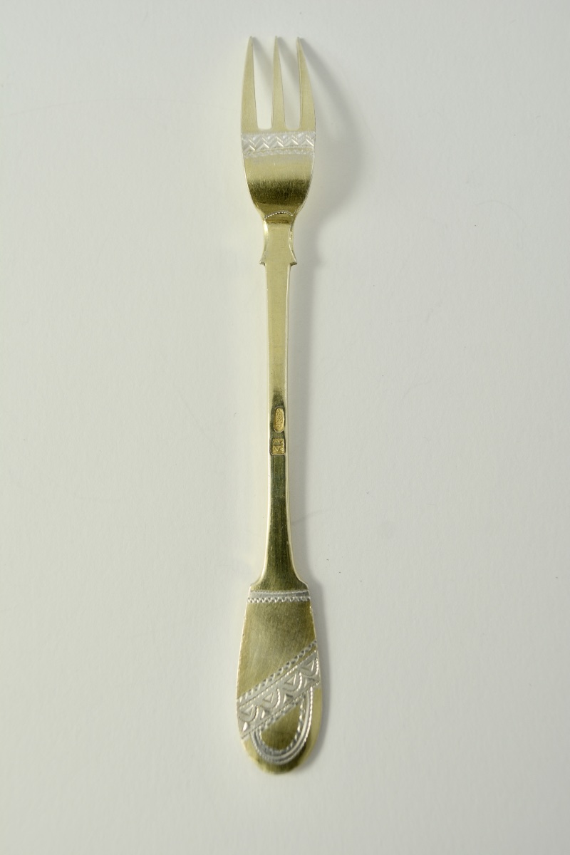 Russie vers 1900. Fourchette à sardines en argent-photo-3