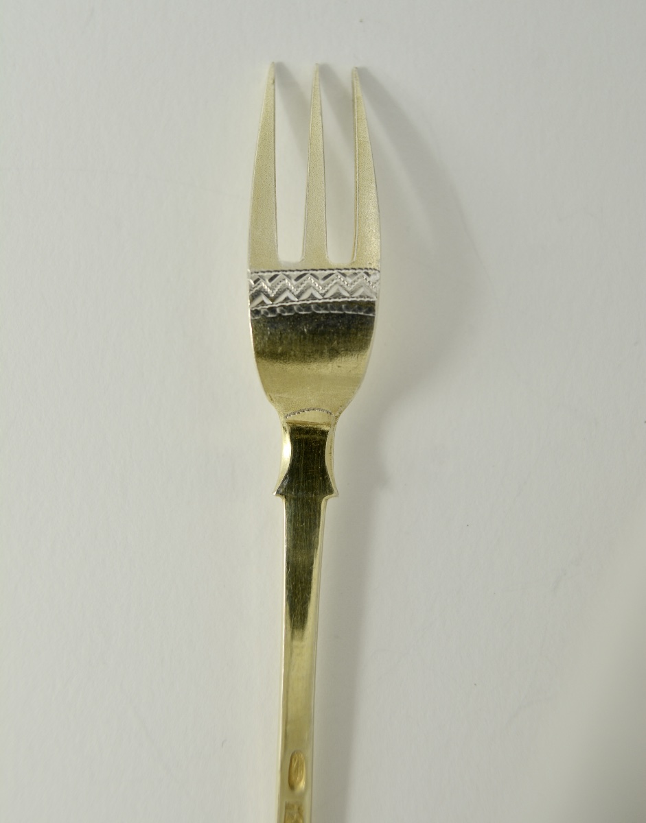Russie vers 1900. Fourchette à sardines en argent-photo-5