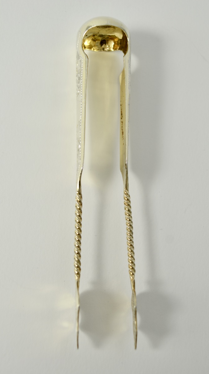 Russia Late 19th Century . Gilt Silver Sugar Tongs.-photo-2