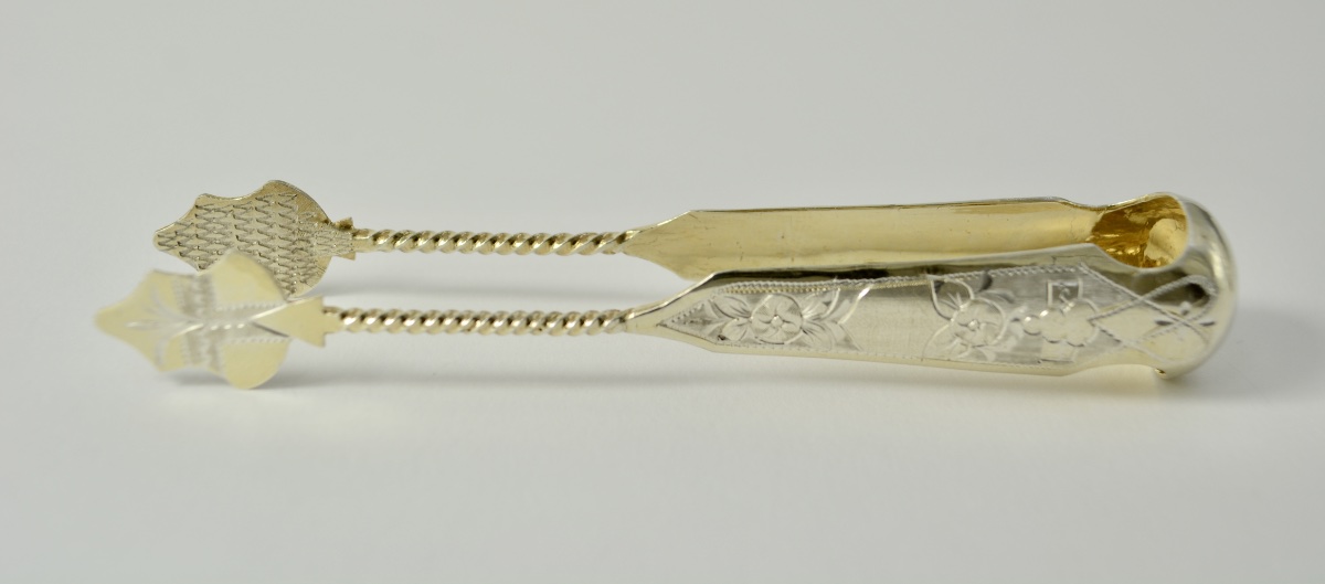 Russia Late 19th Century . Gilt Silver Sugar Tongs.-photo-3
