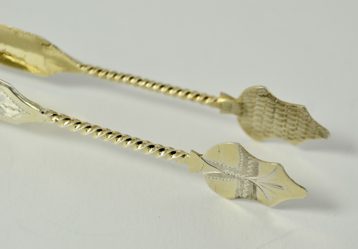 Russia Late 19th Century . Gilt Silver Sugar Tongs.-photo-5