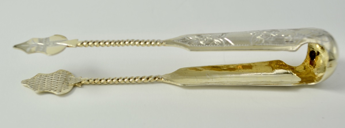 Russia Late 19th Century . Gilt Silver Sugar Tongs.