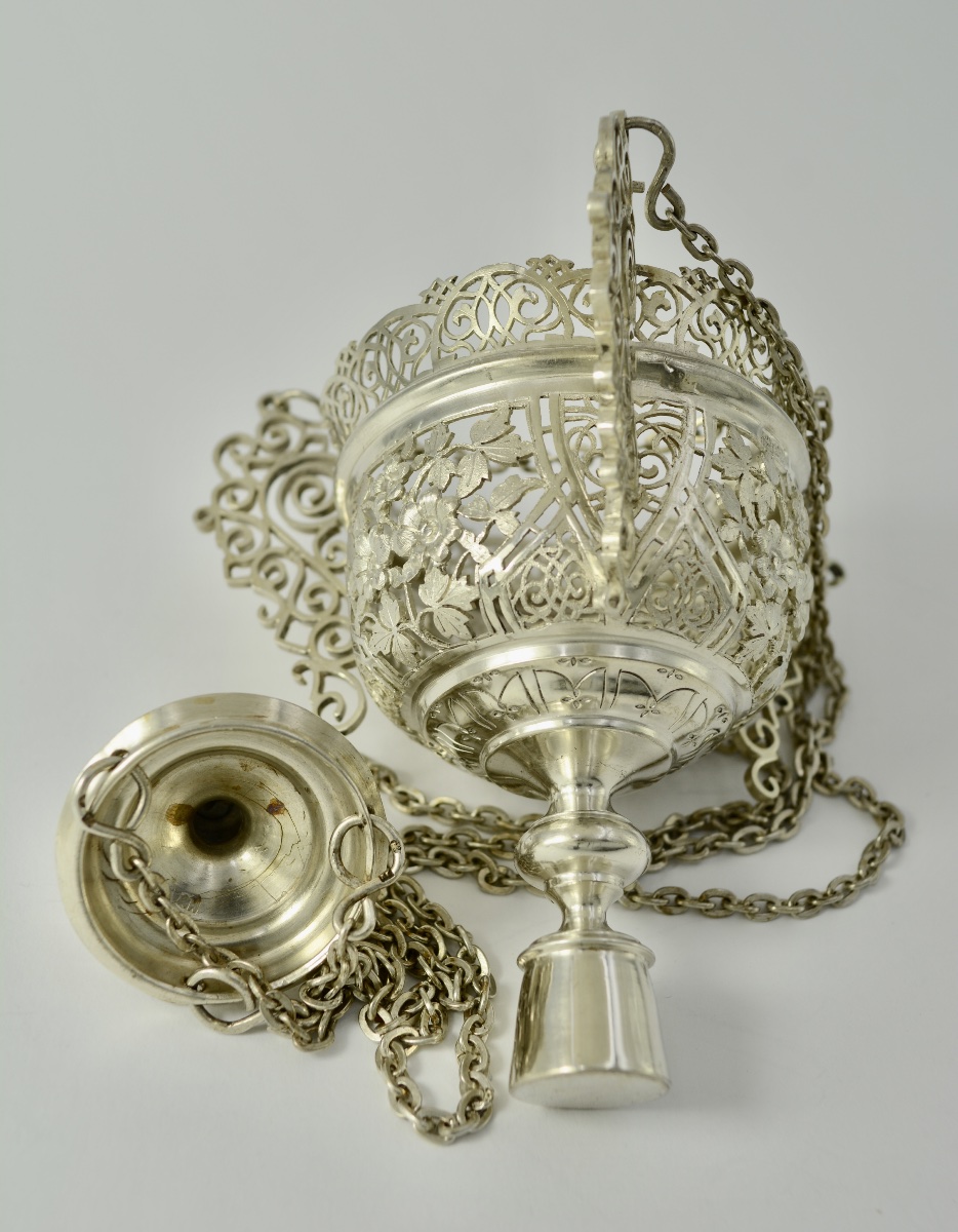 Russia XIX Eme Siecle. Moscow Silver Votive Lamp / Nightlight Circa 1894-photo-5
