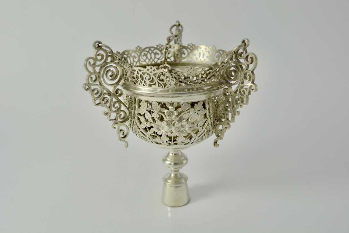 Russia XIX Eme Siecle. Moscow Silver Votive Lamp / Nightlight Circa 1894-photo-6