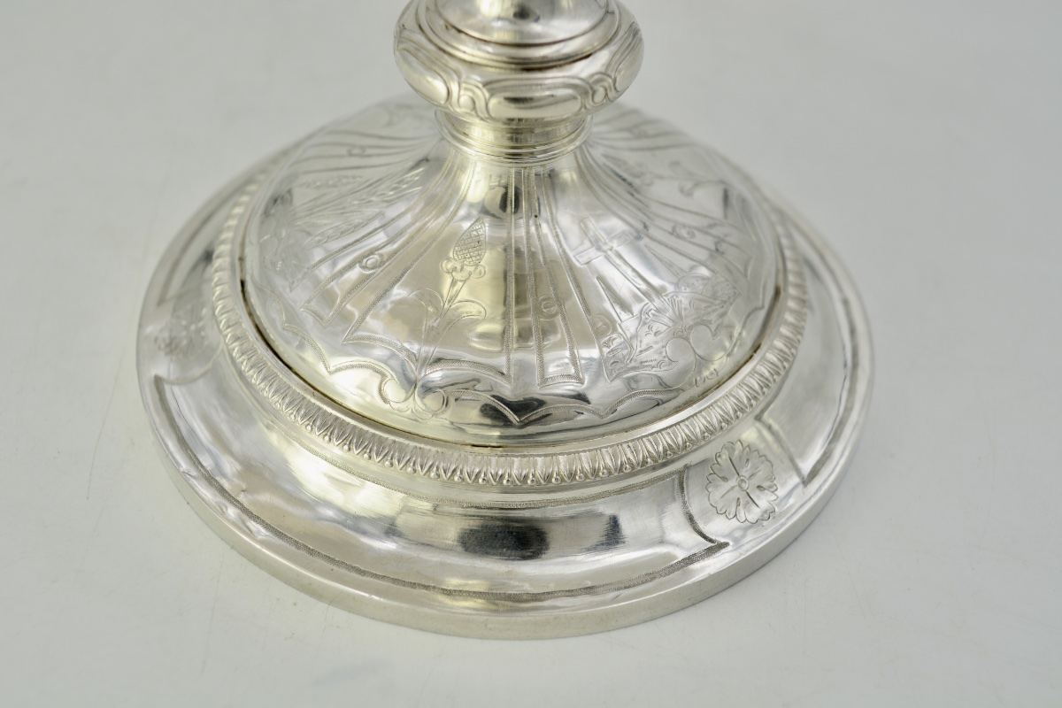 Silver Chalice And Paten, France, 19th Century. -photo-4
