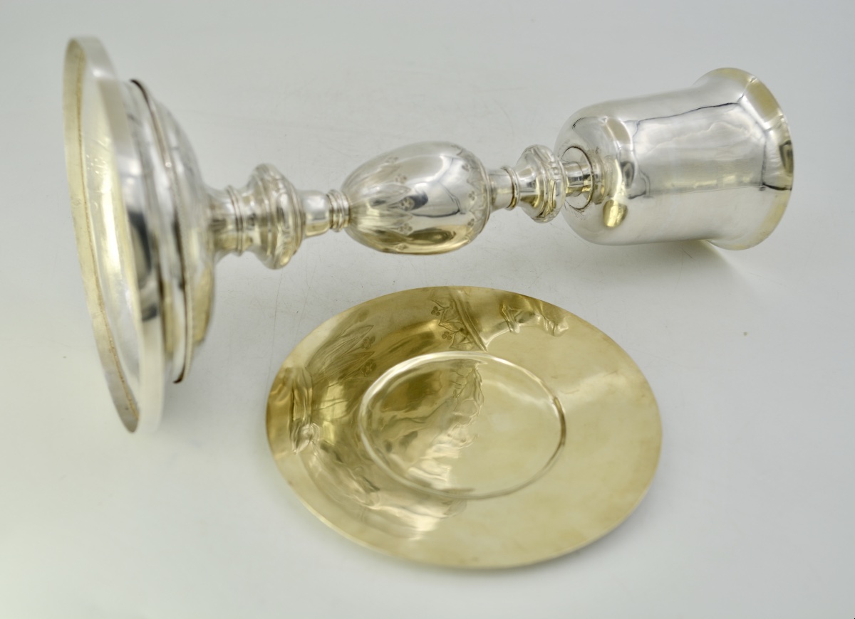 Silver Chalice And Paten, France, 19th Century. -photo-1