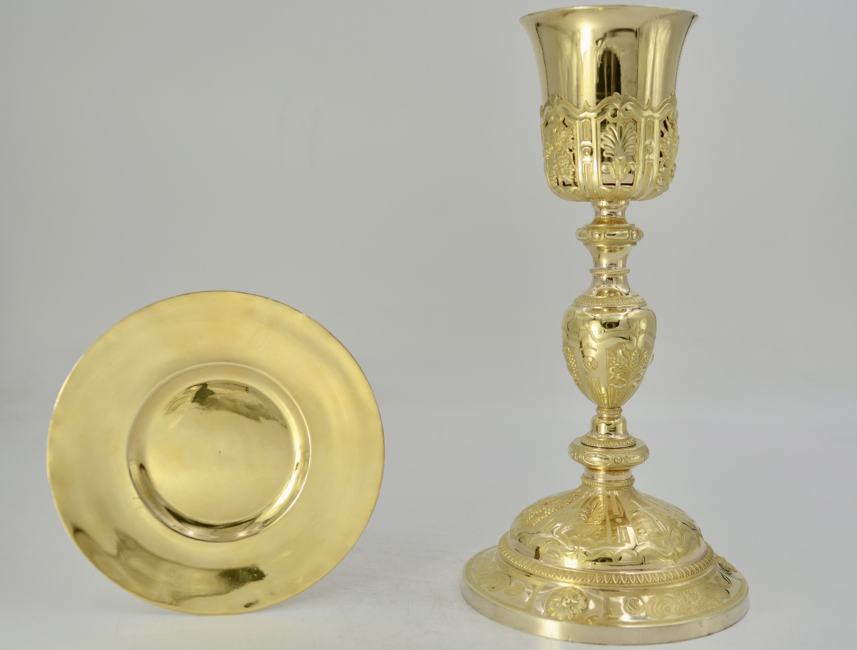 Calice et patene argent doré. France XIXe siecle;-photo-2