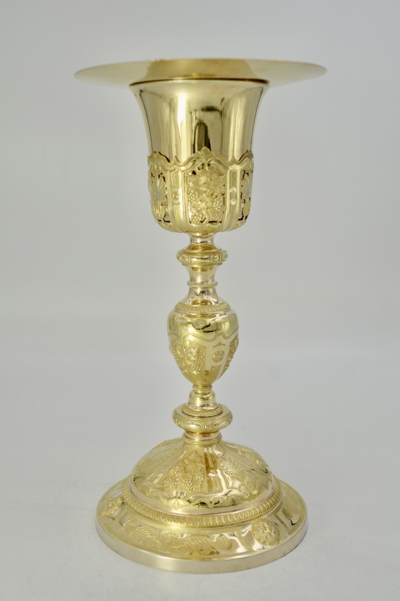 Calice et patene argent doré. France XIXe siecle;-photo-3