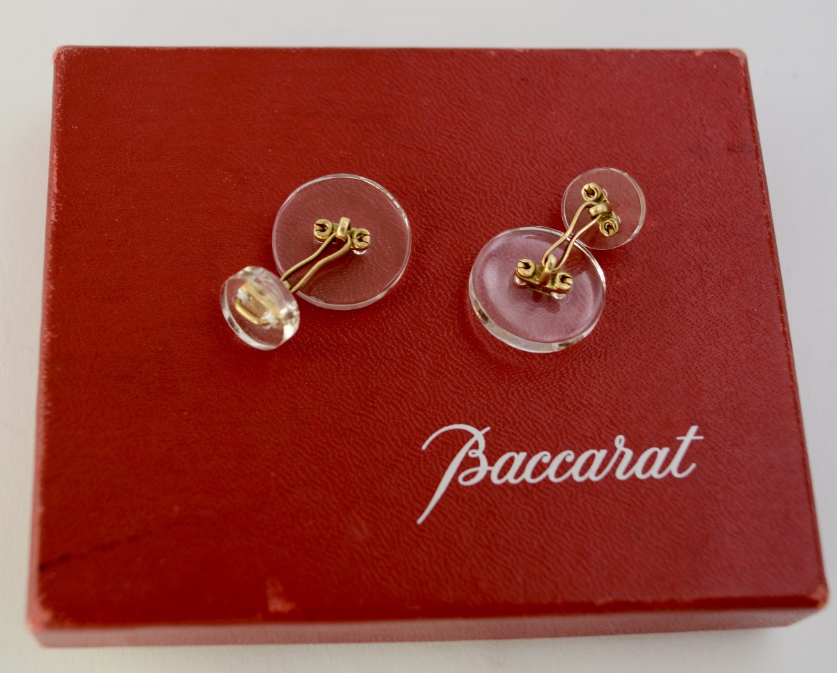 Baccarat, Gold And Crystal Cufflinks