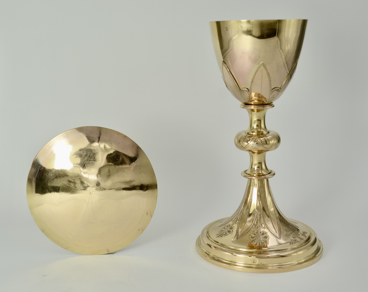Calice et sa patene en argent doré. France vers 1900-photo-3