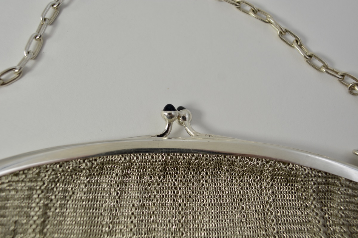 Sac de soirée en argent "Cote de maille" vers 1900-photo-2