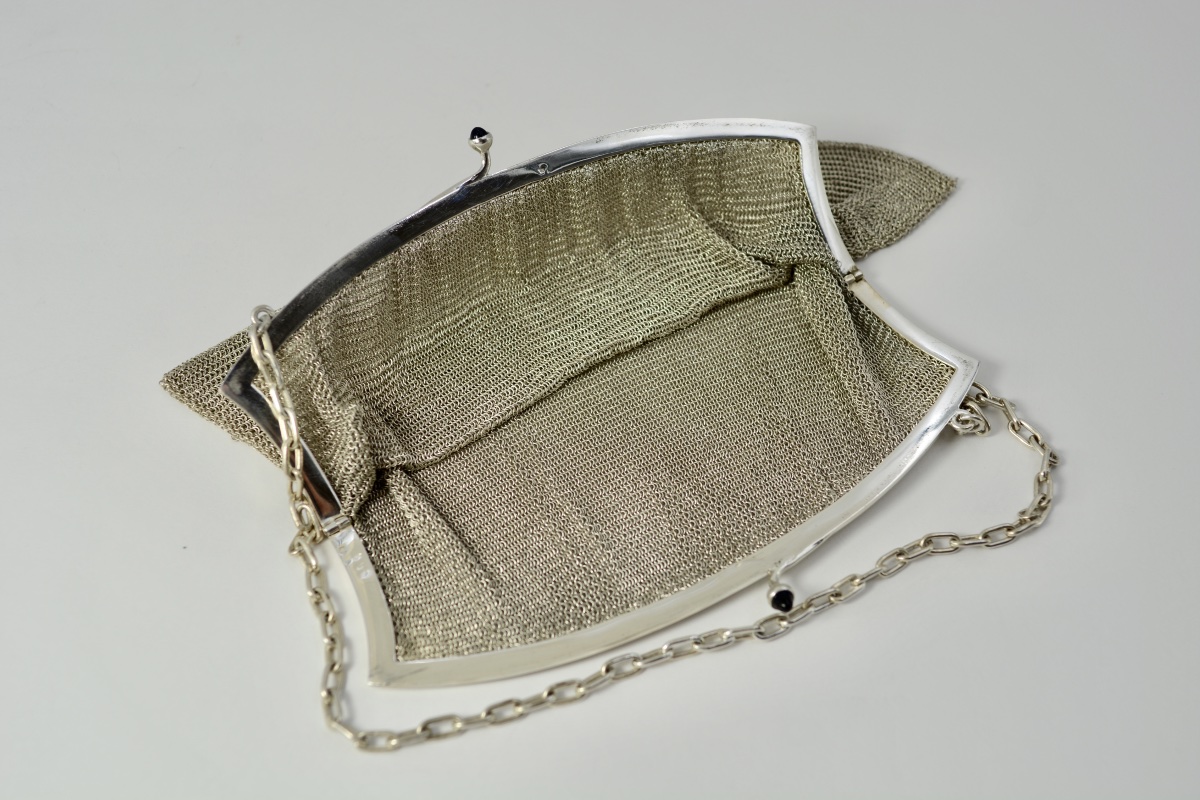 Sac de soirée en argent "Cote de maille" vers 1900-photo-3