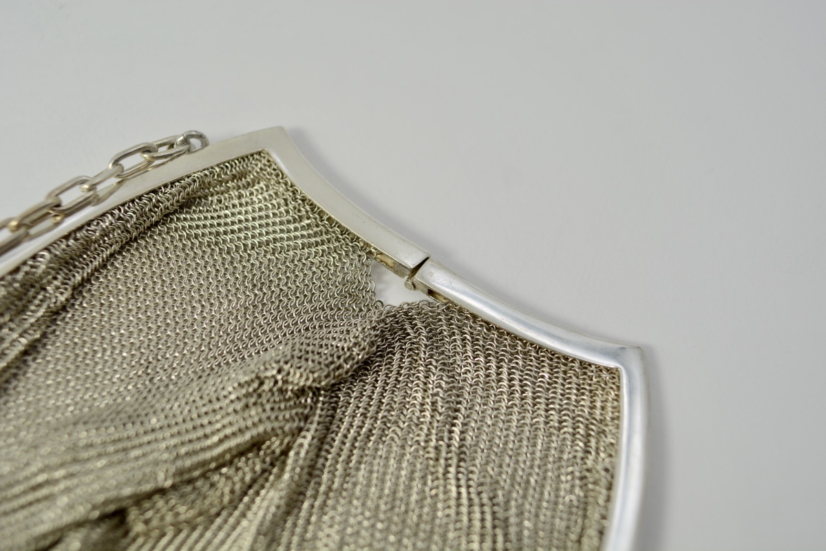 Sac de soirée en argent "Cote de maille" vers 1900-photo-5