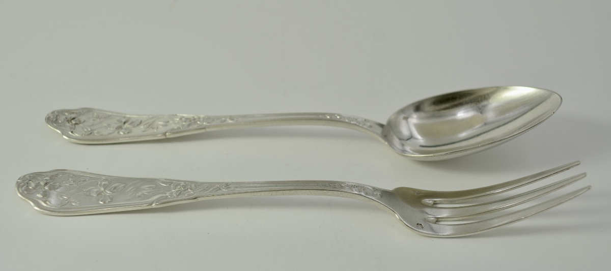 Art Nouveau. Couvert en argent France debut du XX eme siecle . -photo-2