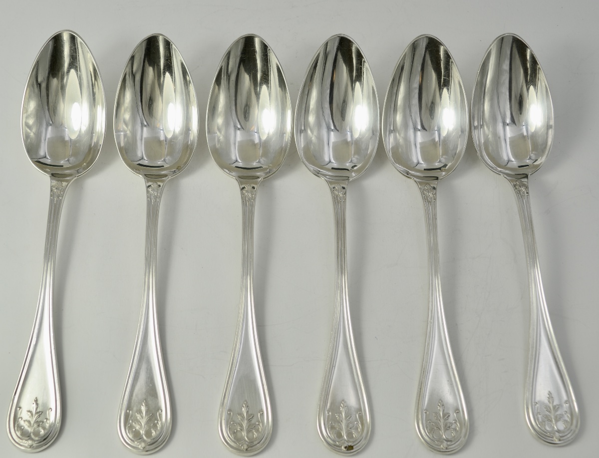 Six Silver Place Settings, France, 19th Century -photo-3