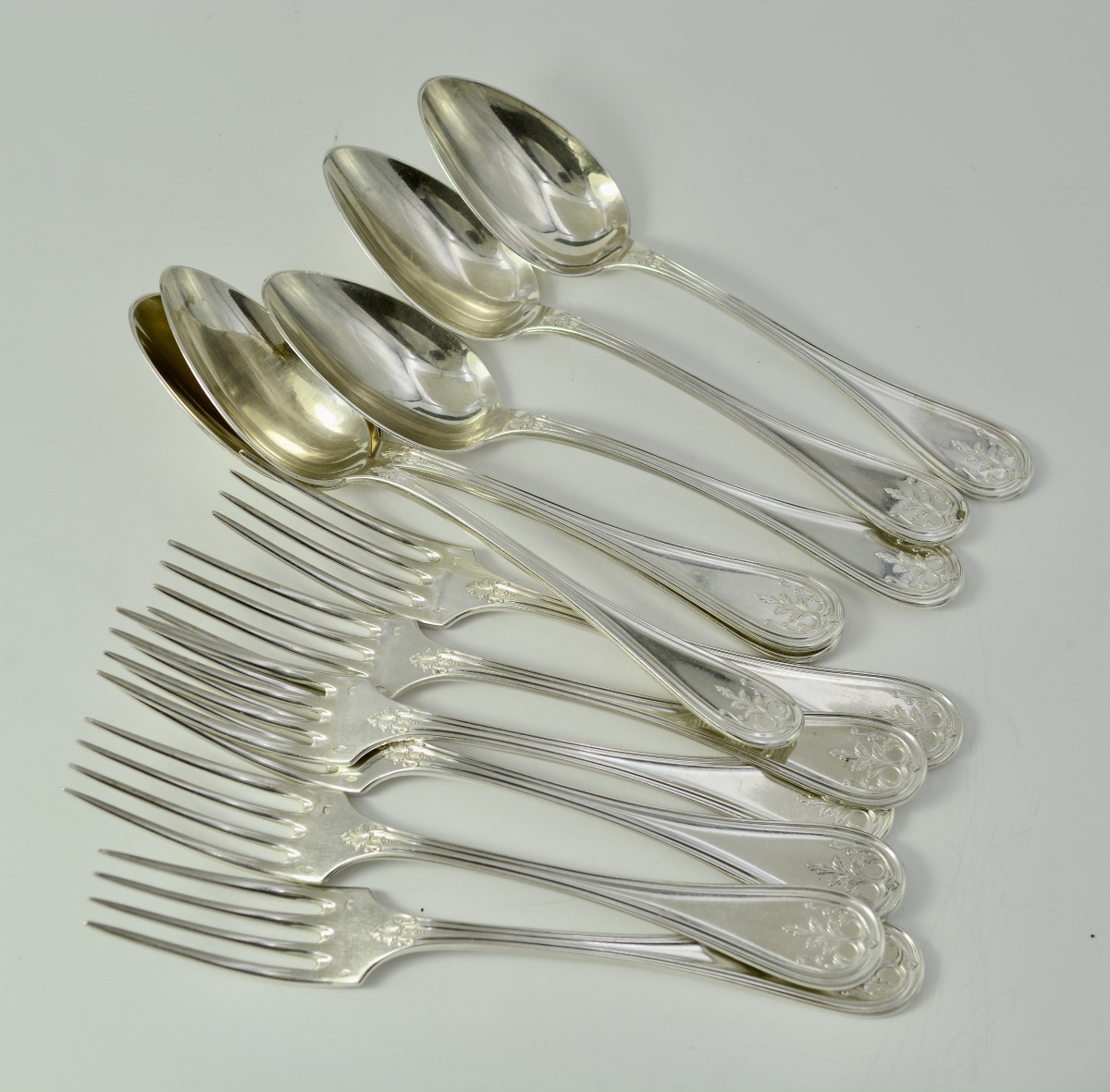 Six Silver Place Settings, France, 19th Century 