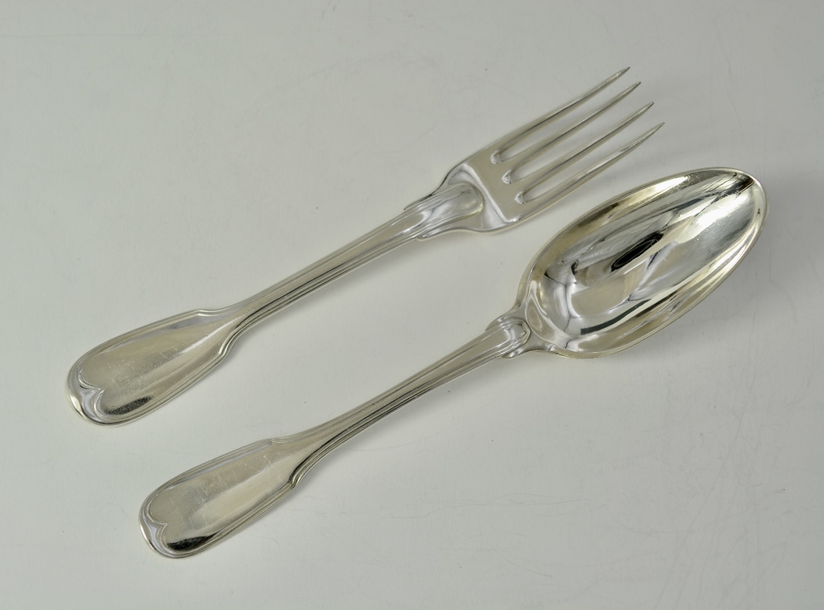 Cuillère  et une fourchette en argent France XVIII eme siecle -photo-2