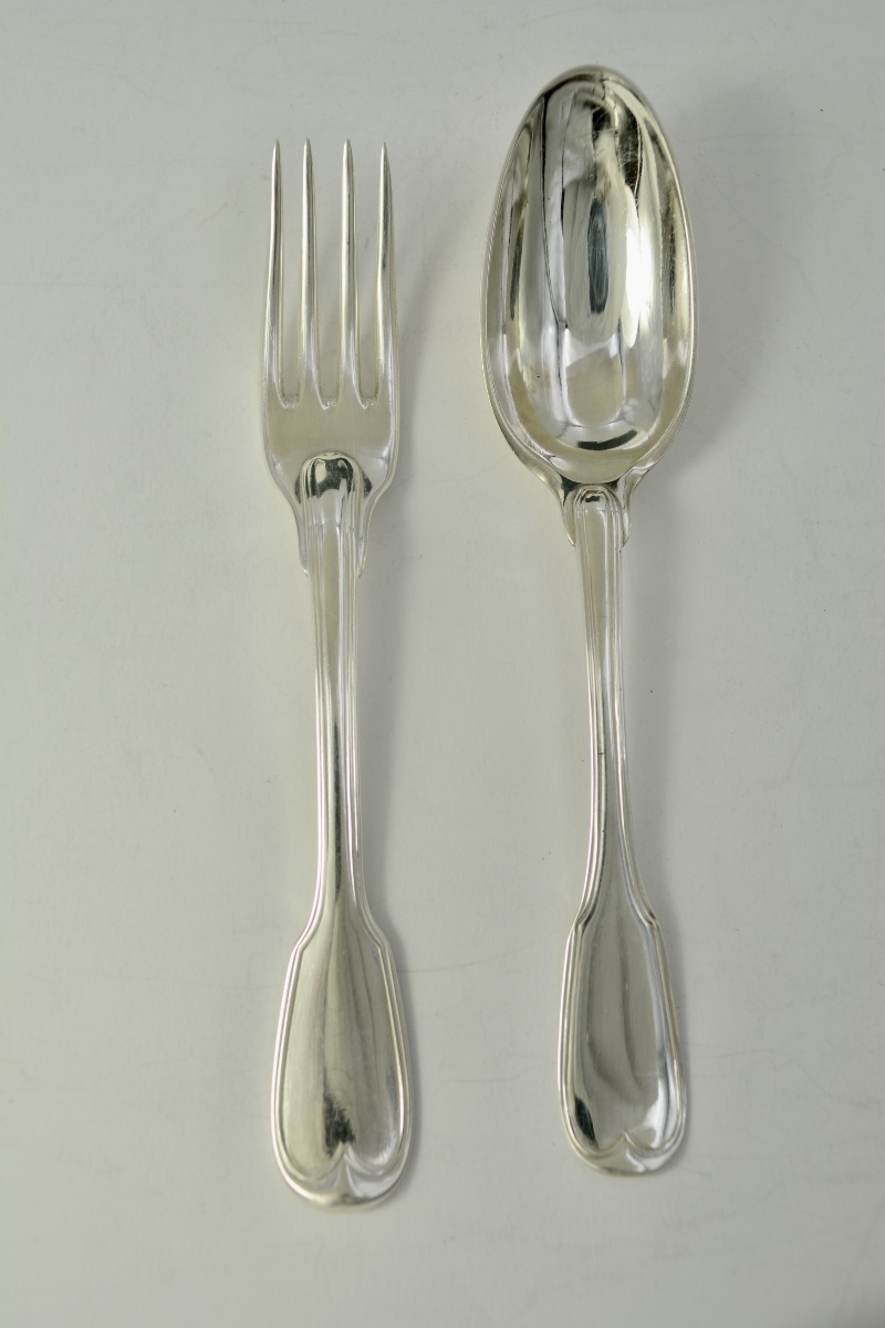 Cuillère  et une fourchette en argent France XVIII eme siecle -photo-4