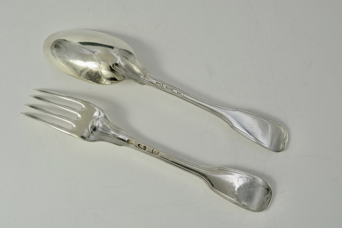 Cuillère  et une fourchette en argent France XVIII eme siecle -photo-2