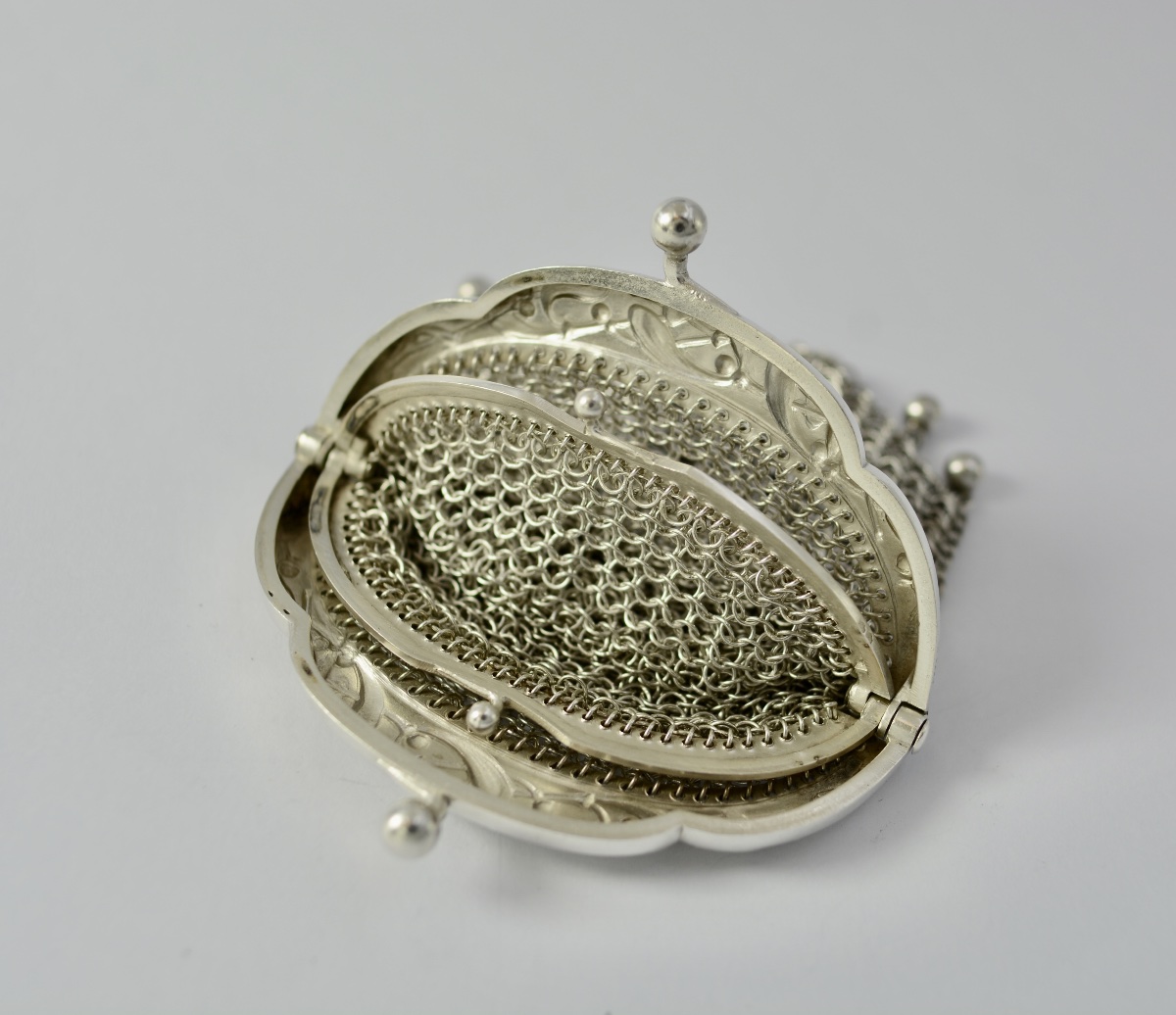 Art Nouveau. Silver Coin Purse / Wallet, France, Circa 1900-photo-3