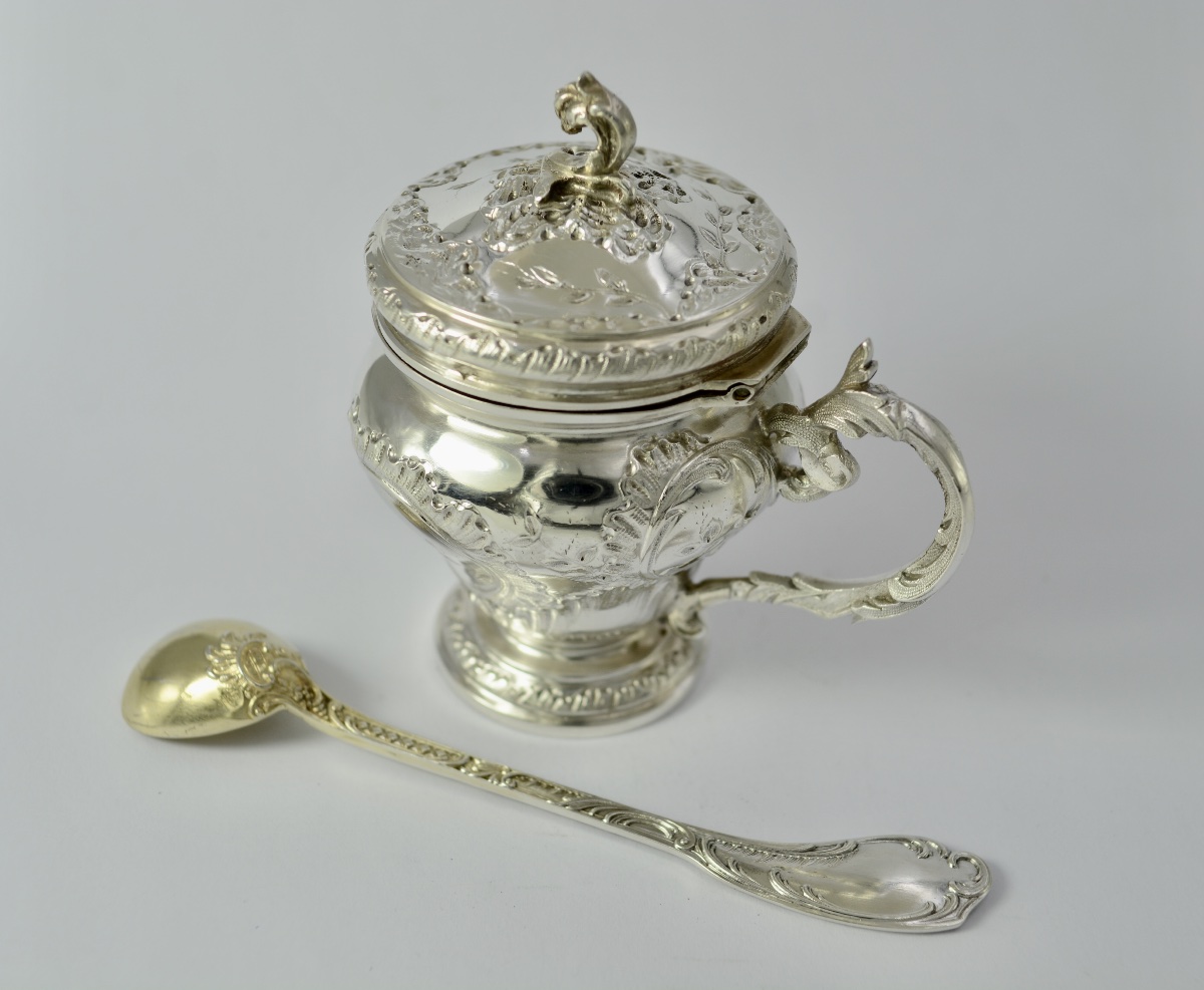 Silver Mustard Pot, France, Late 19th Century. -photo-1