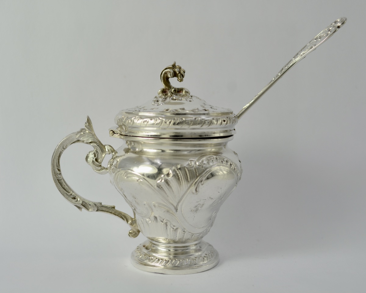 Silver Mustard Pot, France, Late 19th Century. 