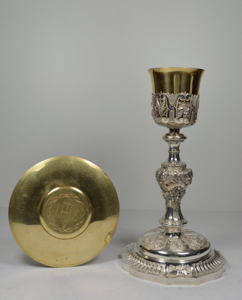 Chalice In Silver And Vermeil Patène Chest France 1798-1809-photo-3