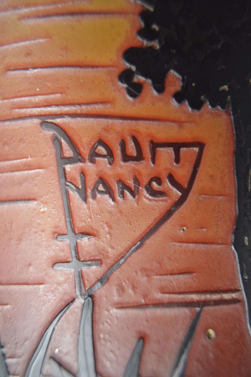 Daum  Nancy  Grand Vase Sur Piédouche En Pâte  De Verre -photo-8