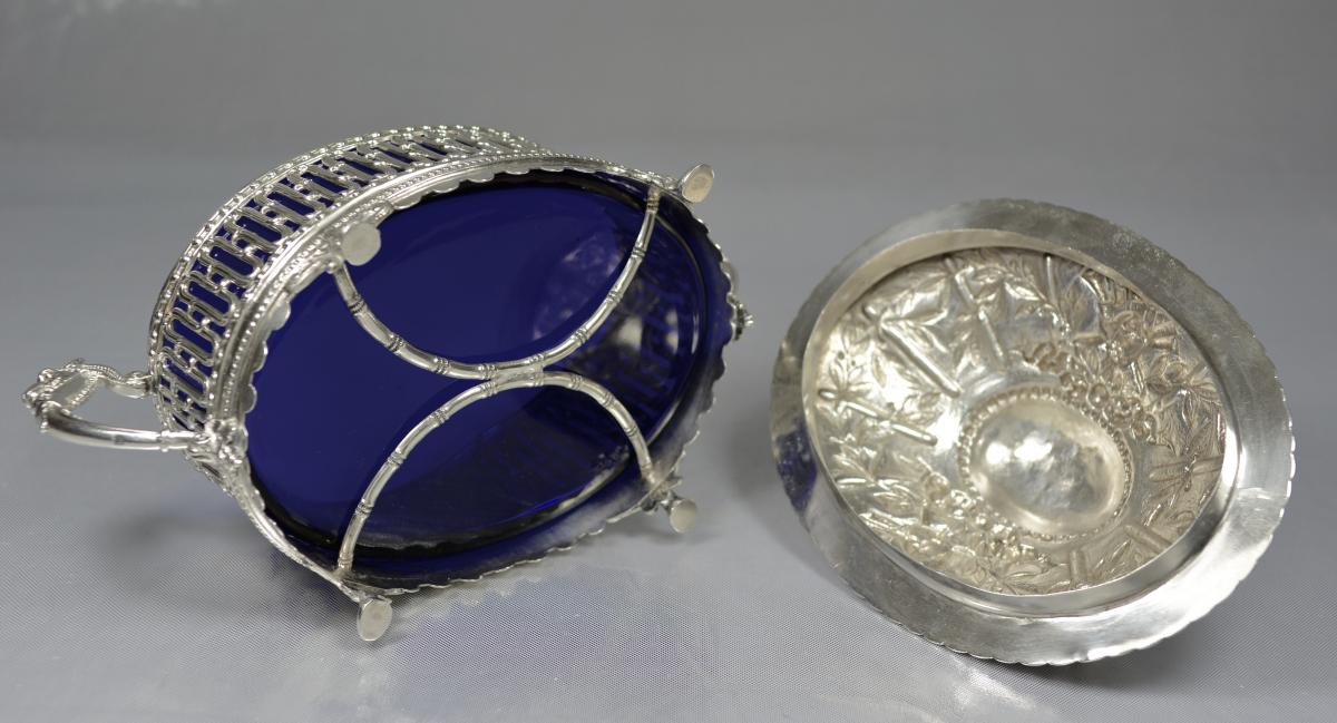 Indoor Terrine In Silver Crystal Blue France XIX-photo-2