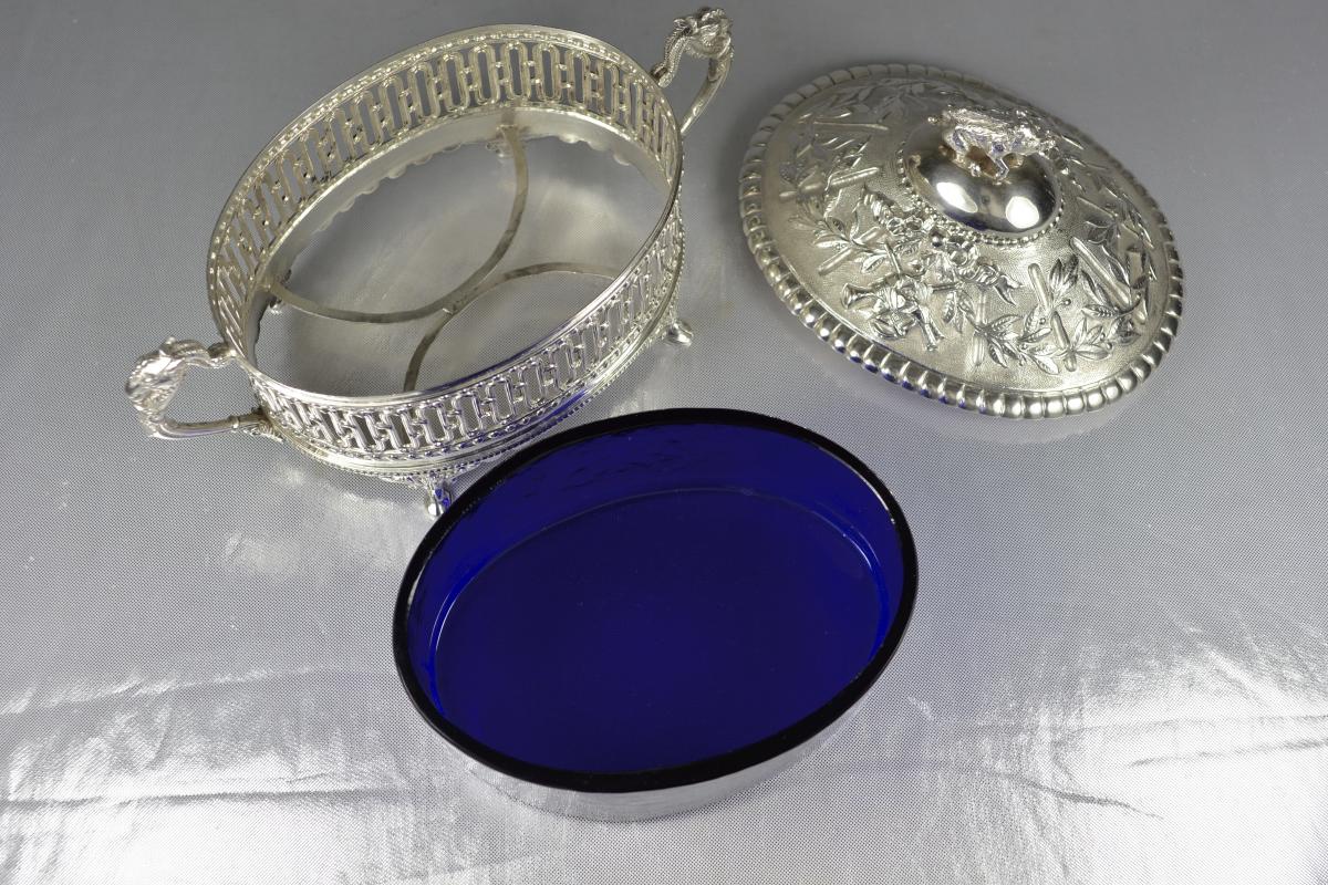 Indoor Terrine In Silver Crystal Blue France XIX-photo-3