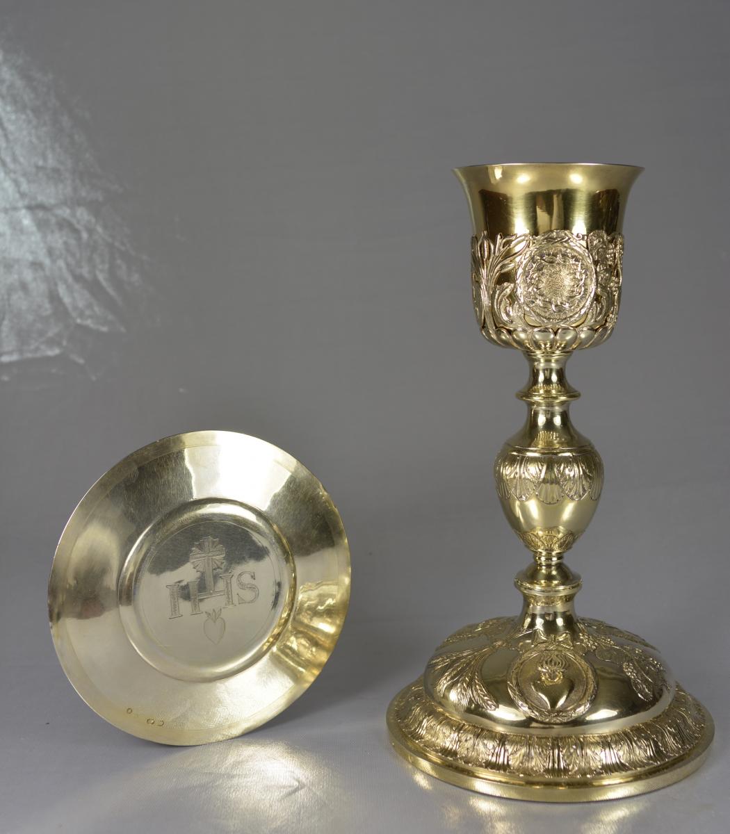 Calice Et Patène En Argent Doré, France (1819-1838)-photo-2
