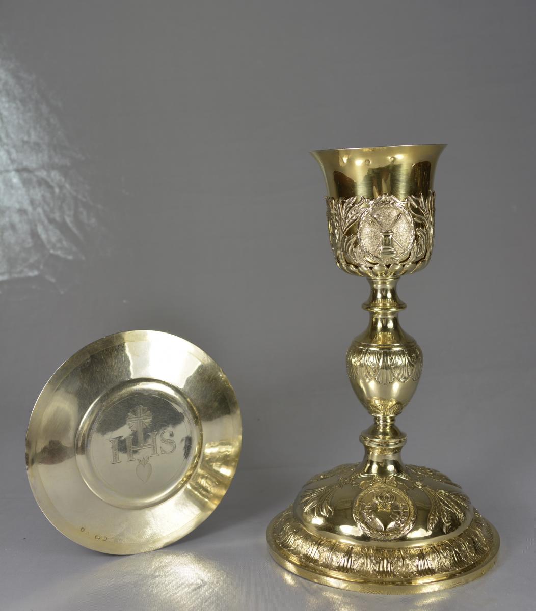 Calice Et Patène En Argent Doré, France (1819-1838)-photo-3