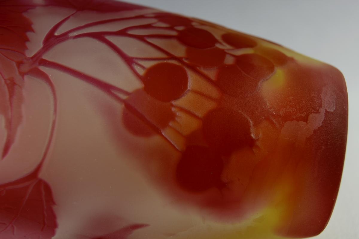 Gallé  Vase En Verre Multicouche Dégagé à l'Acide-photo-7