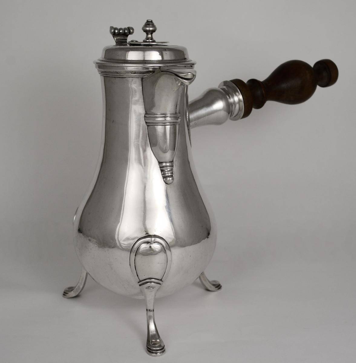 Chocolatière Coffee Pot In Silver 18th Century France