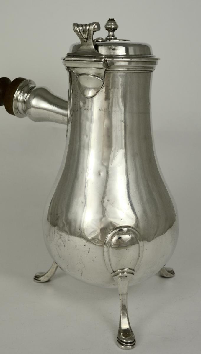 Chocolatière Coffee Pot In Silver 18th Century France-photo-1