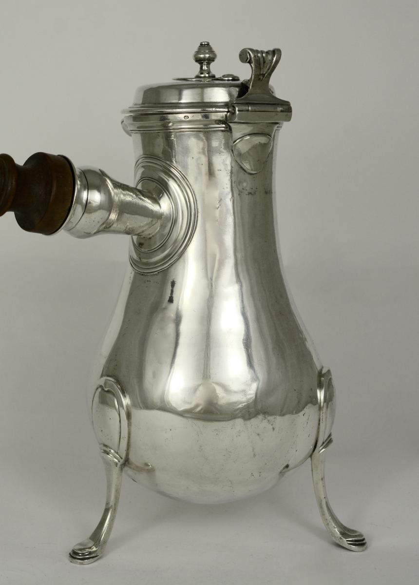 Chocolatière Coffee Pot In Silver 18th Century France-photo-2