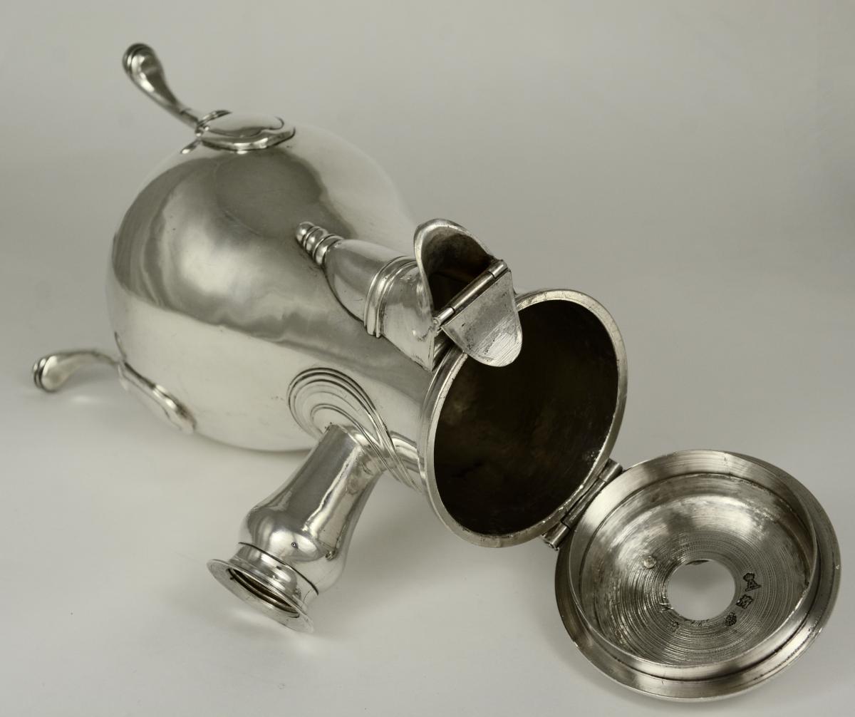 Chocolatière Coffee Pot In Silver 18th Century France-photo-8